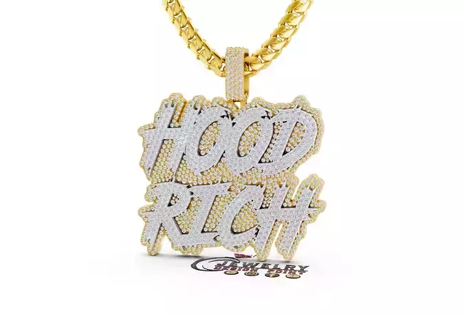 Custom Hood Rich Name Pendant - Name Plate - Hiphop Pendnat  3D print model