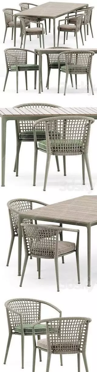 Chair and Outdoor Table 3D model_0
