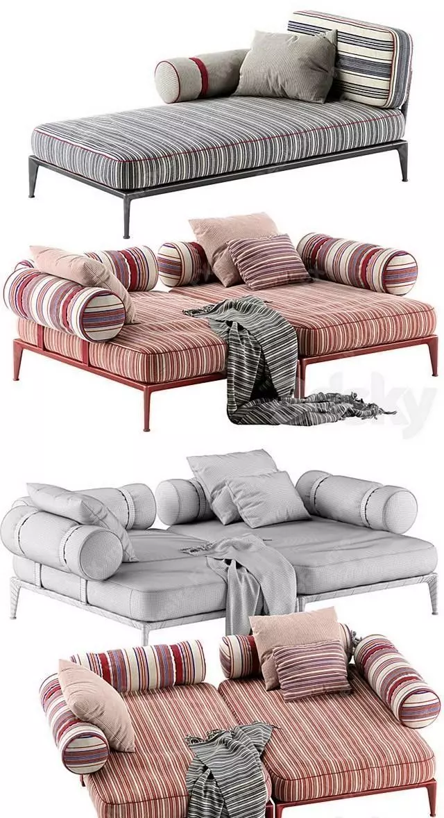 Modular Outdoor Sofa Low-poly 3D model_0