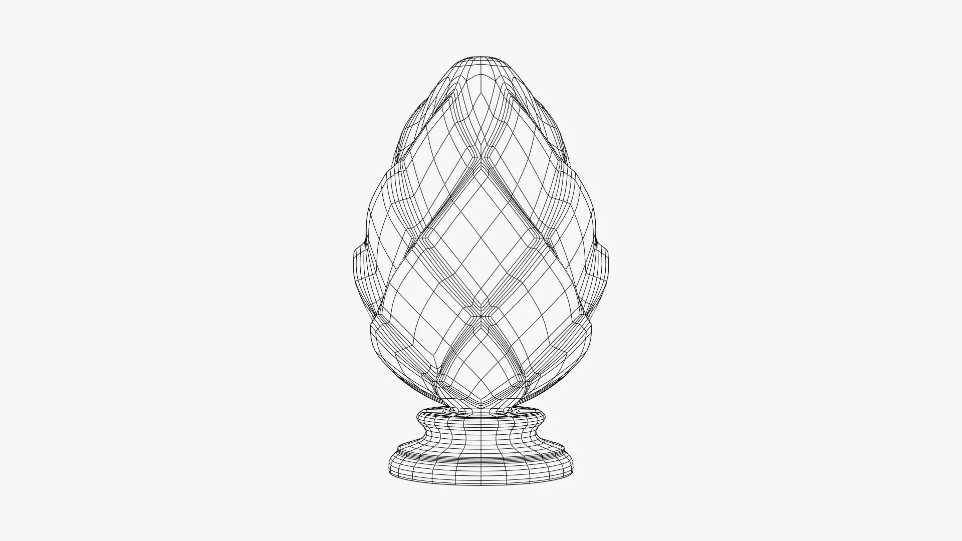 Wooden Diamond Finial - Staircase Finial Newel Post Cap 3D model_3
