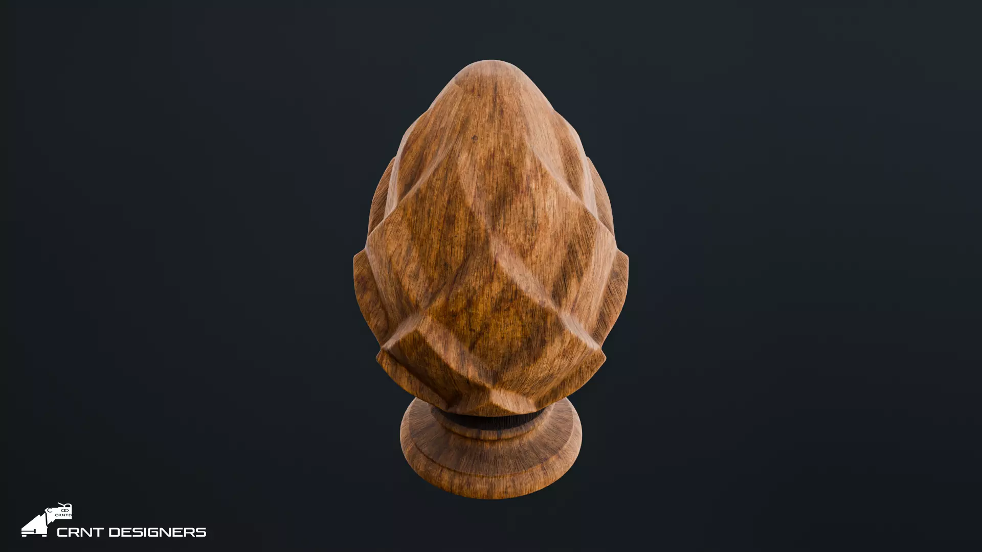 Wooden Diamond Finial - Staircase Finial Newel Post Cap 3D model_4
