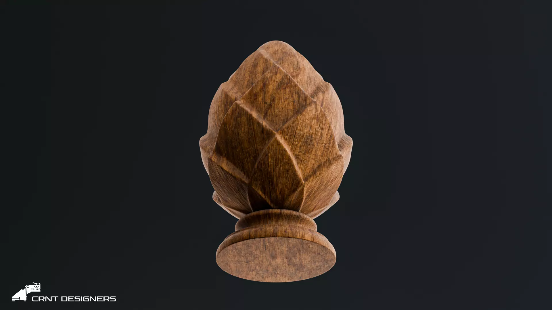 Wooden Diamond Finial - Staircase Finial Newel Post Cap 3D model_6