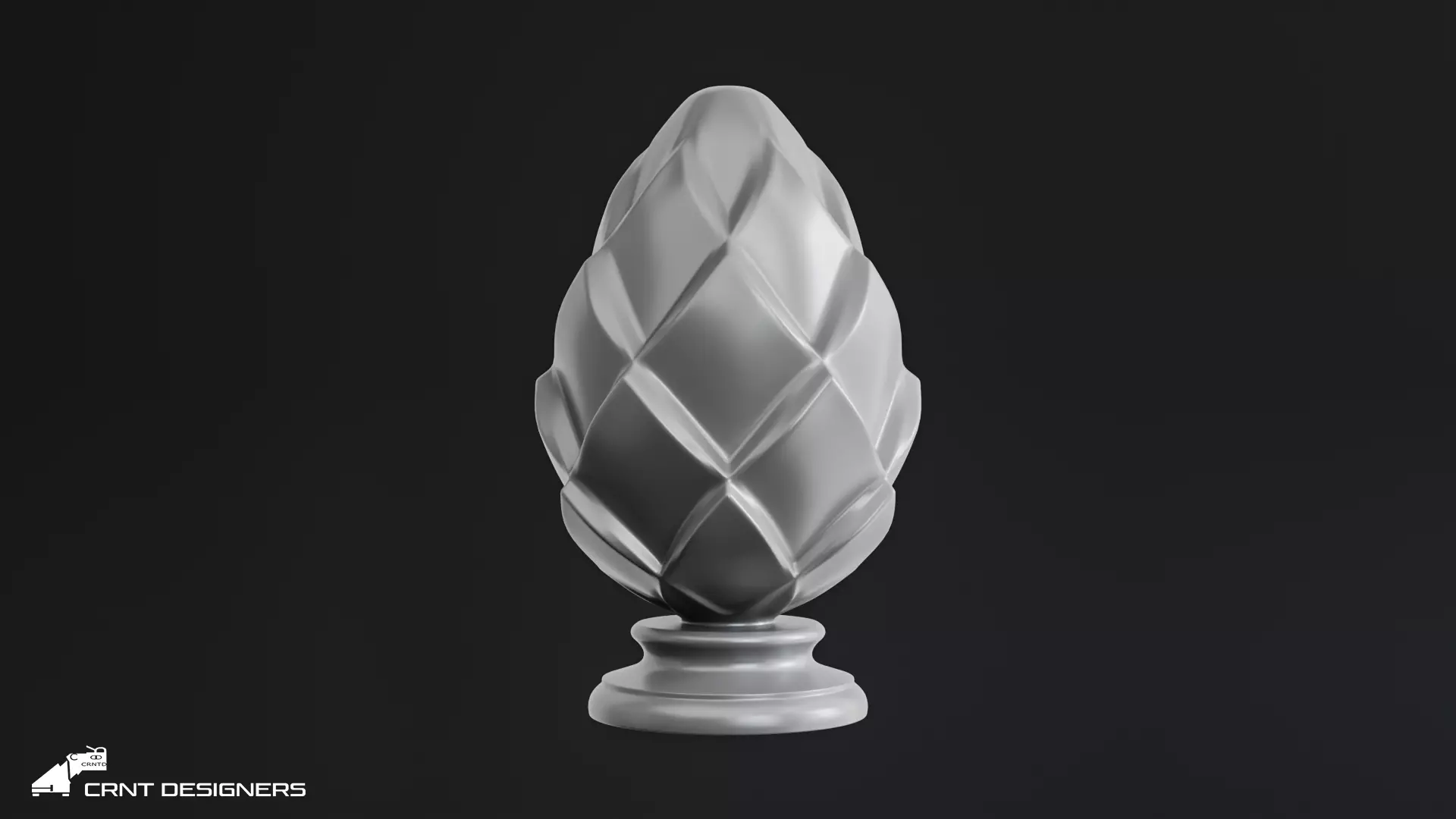 Wooden Diamond Finial - Staircase Finial Newel Post Cap 3D model_2