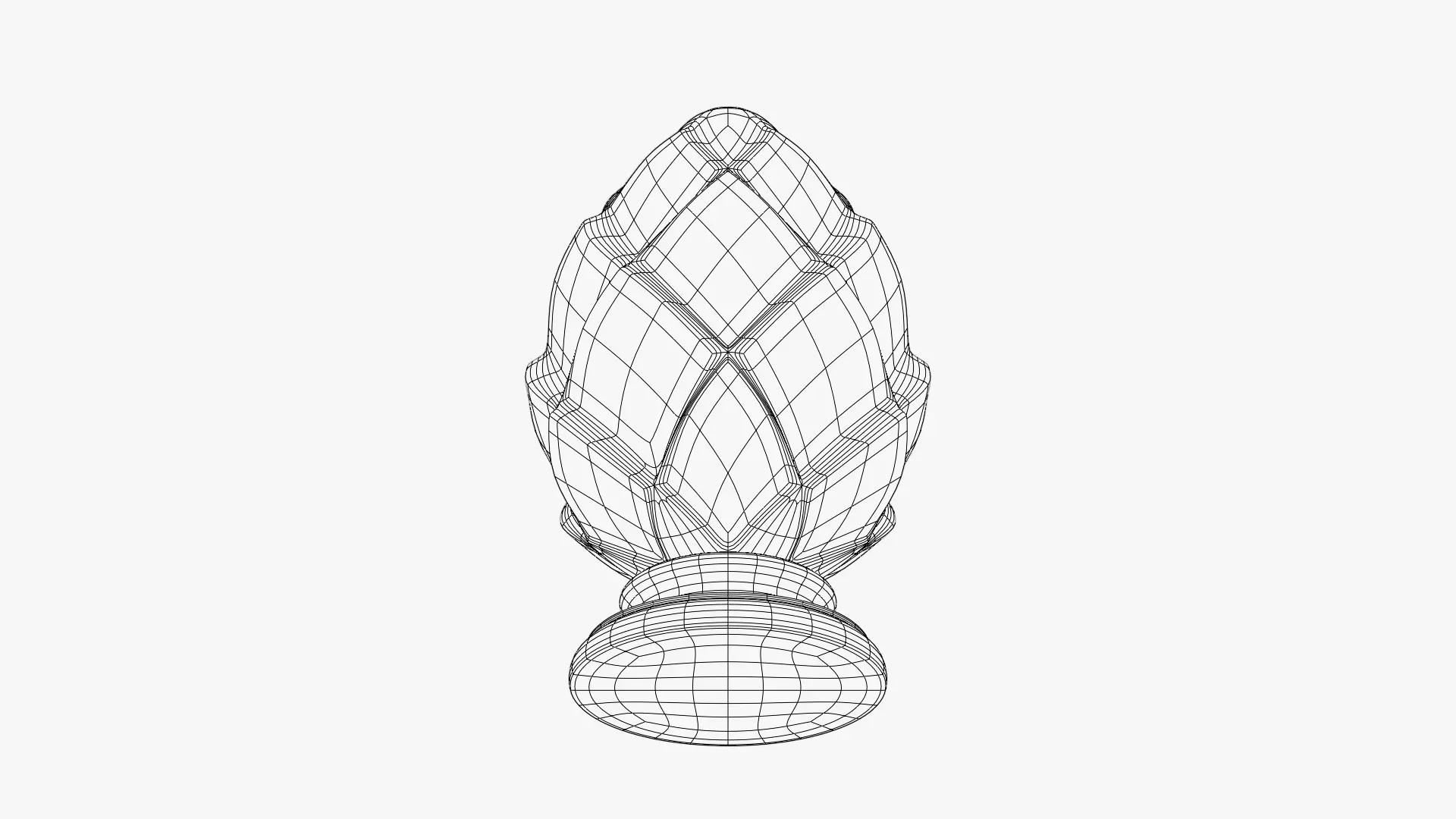 Wooden Diamond Finial - Staircase Finial Newel Post Cap 3D model_7
