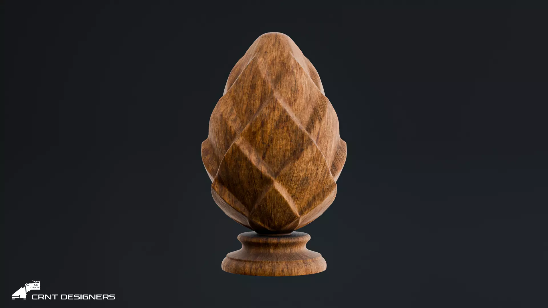 Wooden Diamond Finial - Staircase Finial Newel Post Cap 3D model_1