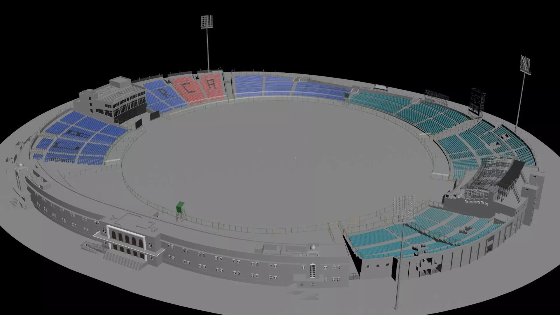 Sawai Mansingh Stadium Low-poly 3D model_3