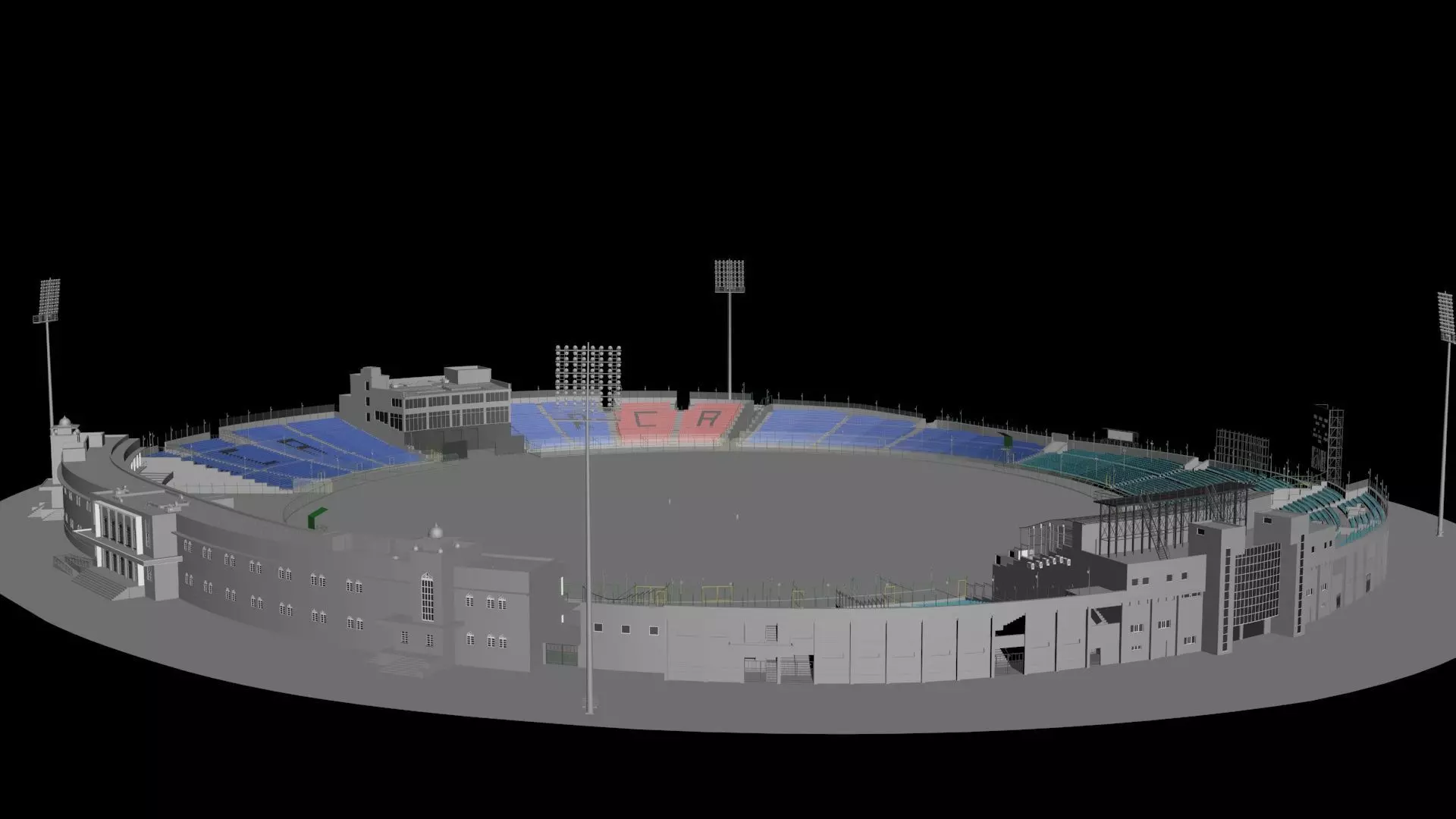 Sawai Mansingh Stadium Low-poly 3D model_7