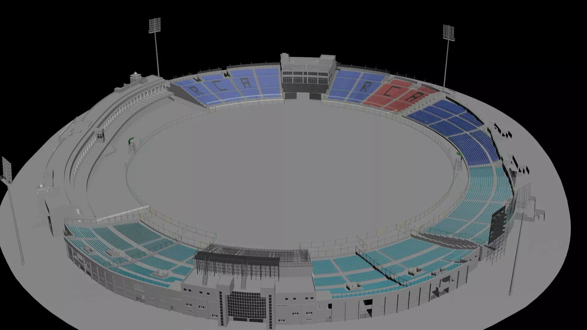 Sawai Mansingh Stadium Low-poly 3D model_2