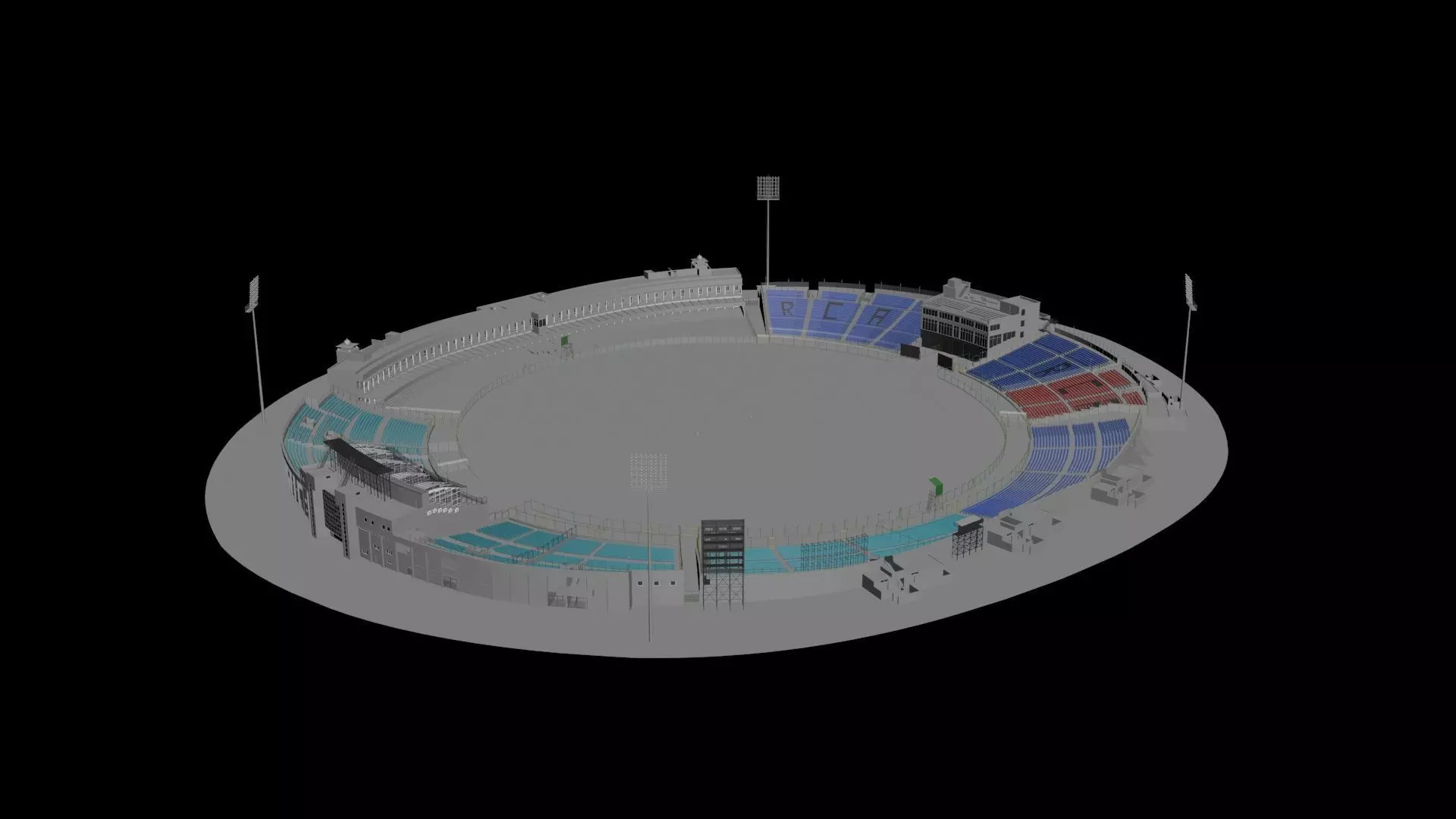Sawai Mansingh Stadium Low-poly 3D model_1