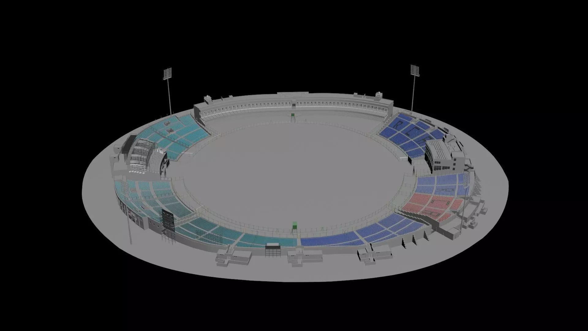Sawai Mansingh Stadium Low-poly 3D model_0
