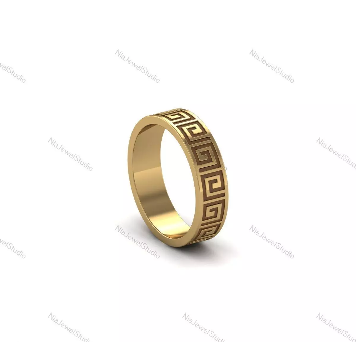 Greek Key Pattern Gold Band-3D CAD Model 3D print model_2
