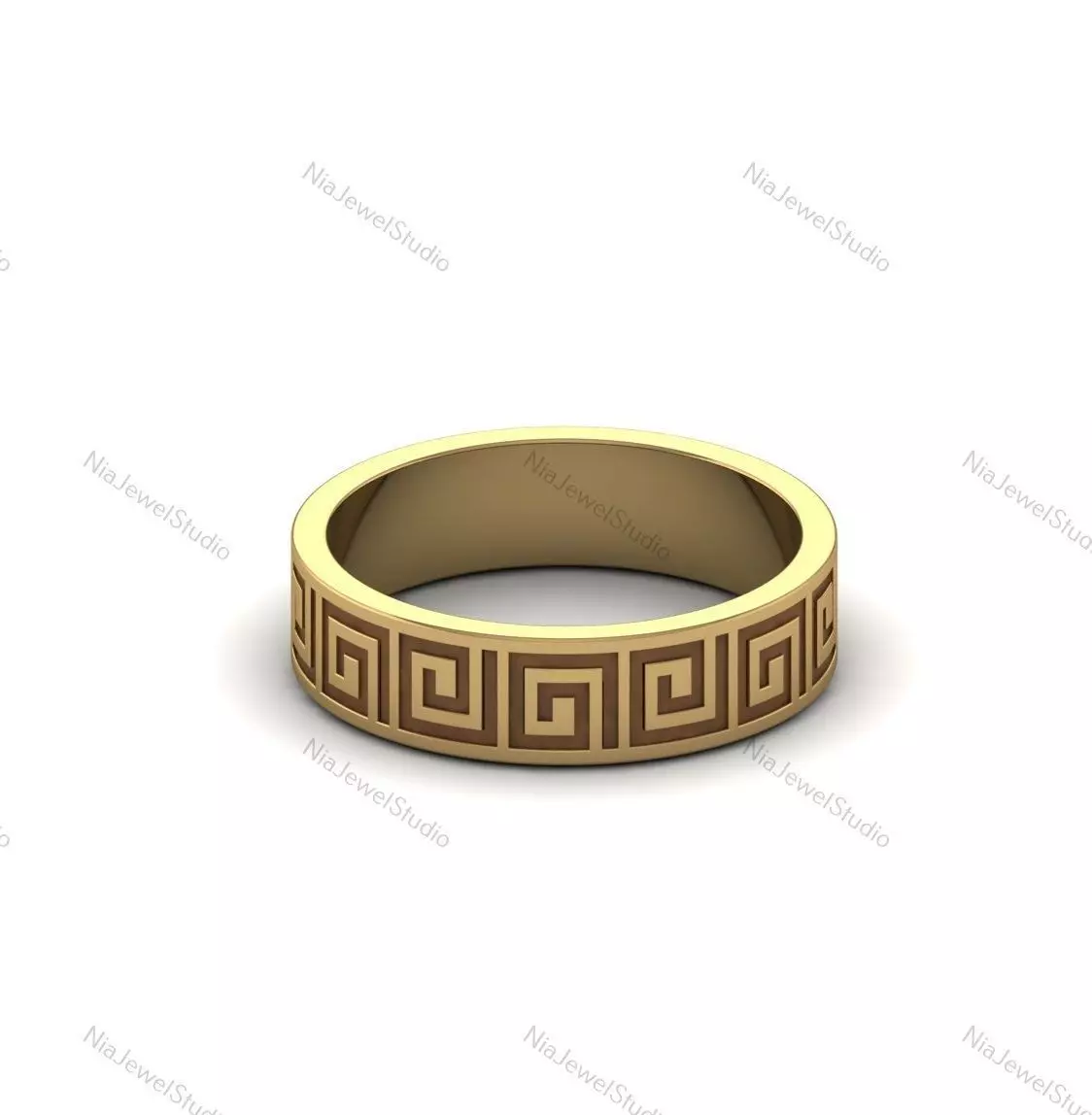 Greek Key Pattern Gold Band-3D CAD Model 3D print model_1