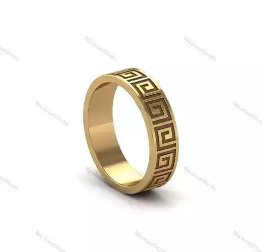 Greek Key Pattern Gold Band-3D CAD Model 3D print model