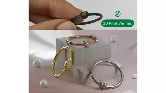 Womens Ring Ultra minimal - HeartBeat - STL OBJ- Resinprint 
