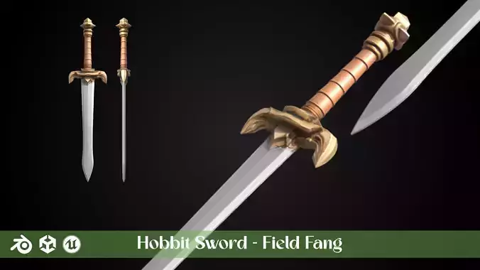 Stylized Hobbit Sword - Field Fang - Game Ready