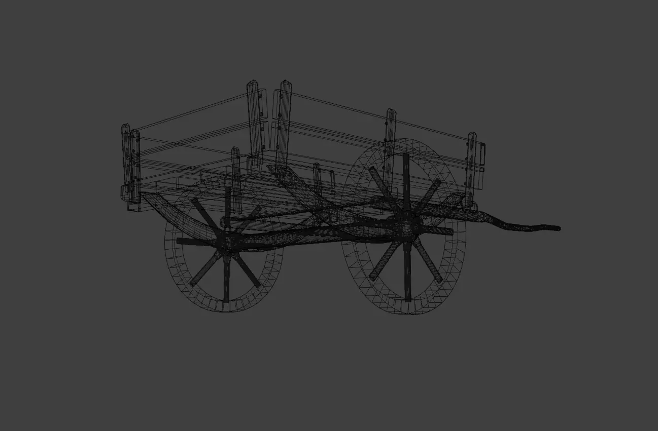 Realistic Medieval Viking Wooden Cart- Game Ready PBR Asset Low-poly 3D model_7