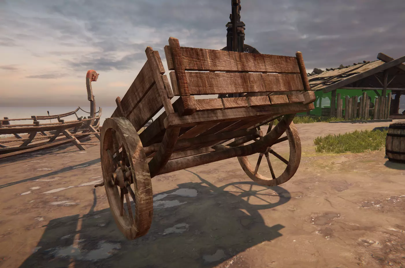 Realistic Medieval Viking Wooden Cart- Game Ready PBR Asset Low-poly 3D model_2