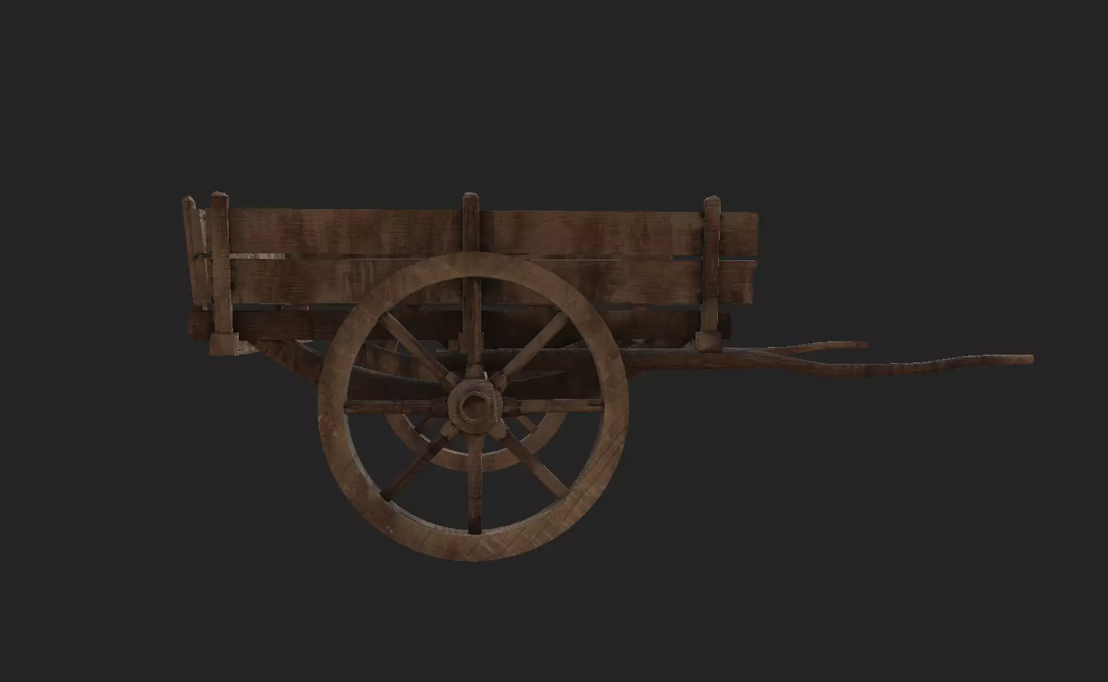 Realistic Medieval Viking Wooden Cart- Game Ready PBR Asset Low-poly 3D model_4