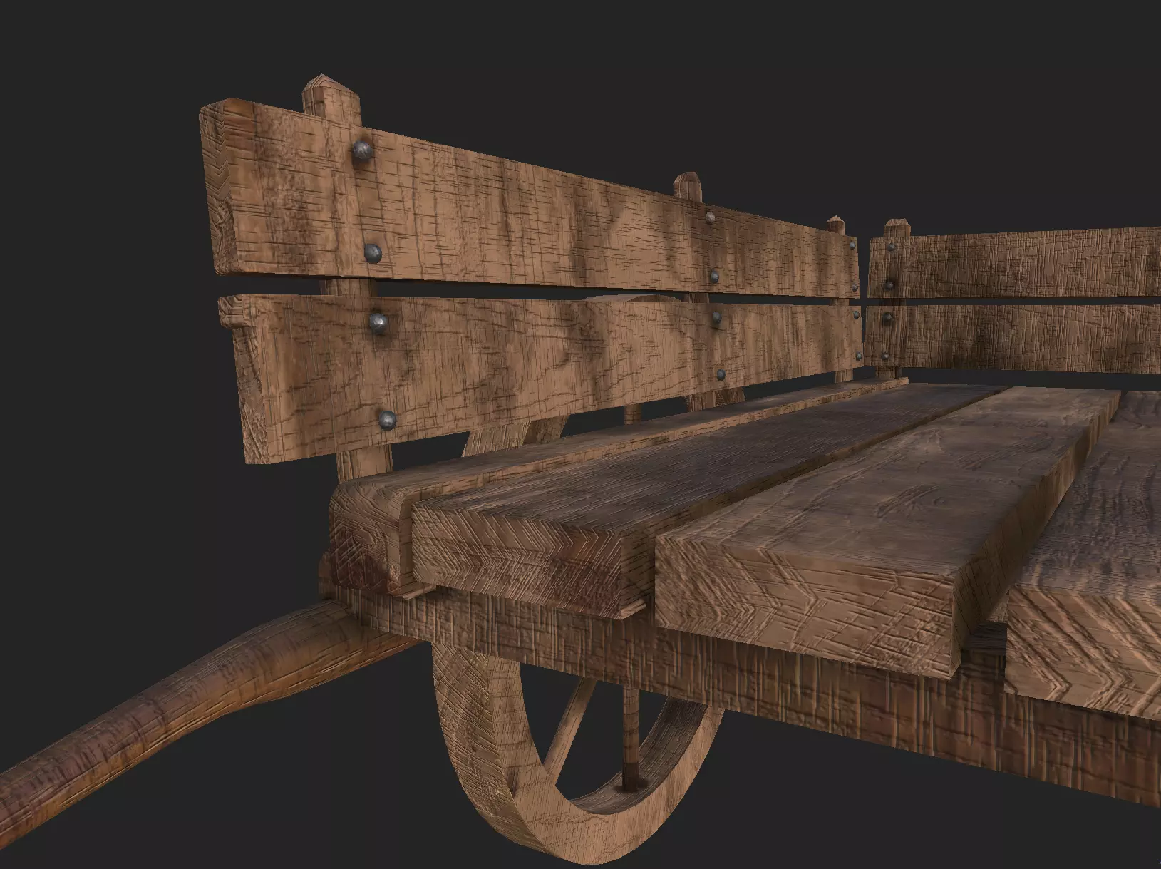 Realistic Medieval Viking Wooden Cart- Game Ready PBR Asset Low-poly 3D model_5