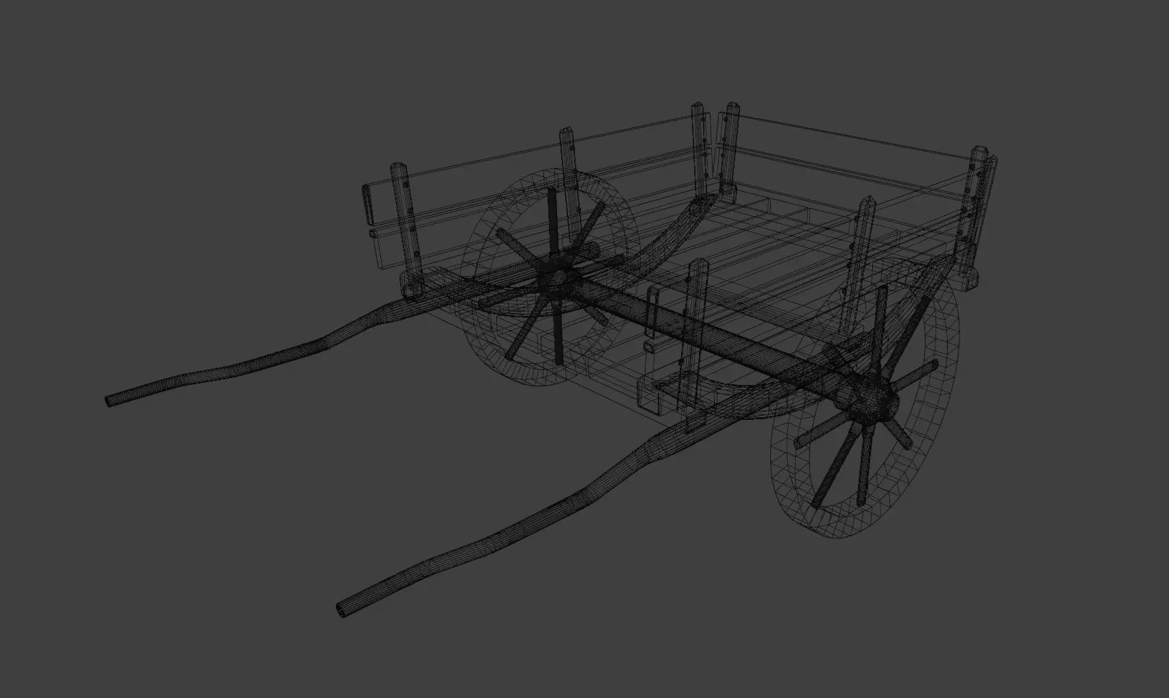 Realistic Medieval Viking Wooden Cart- Game Ready PBR Asset Low-poly 3D model_6