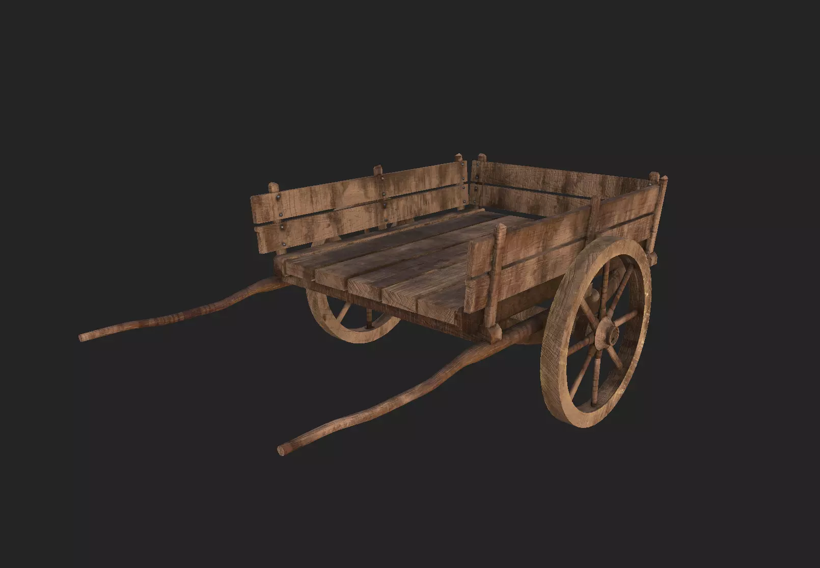 Realistic Medieval Viking Wooden Cart- Game Ready PBR Asset Low-poly 3D model_1