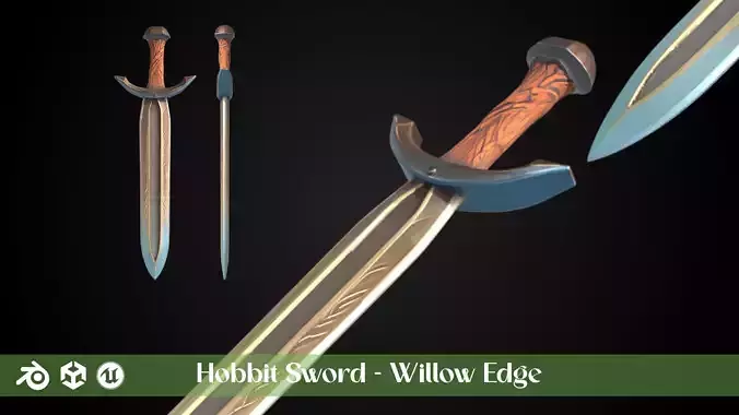 Stylized Hobbit Sword - Willow Edge - Game Ready