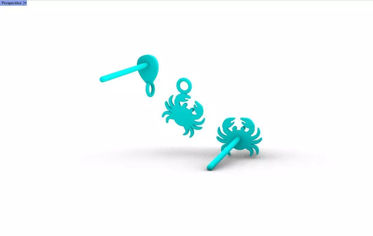 Oceanic Animal Stud and Dangling Earring Pack - Crab 3D print model_24