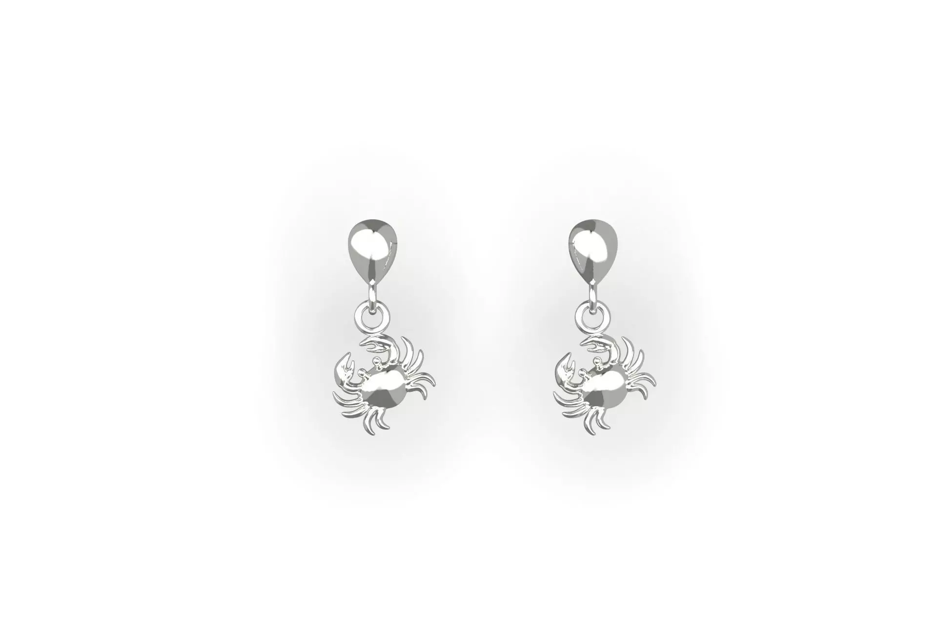 Oceanic Animal Stud and Dangling Earring Pack - Crab 3D print model_14