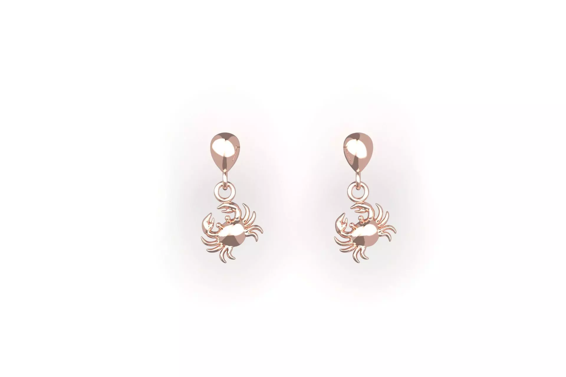 Oceanic Animal Stud and Dangling Earring Pack - Crab 3D print model_11