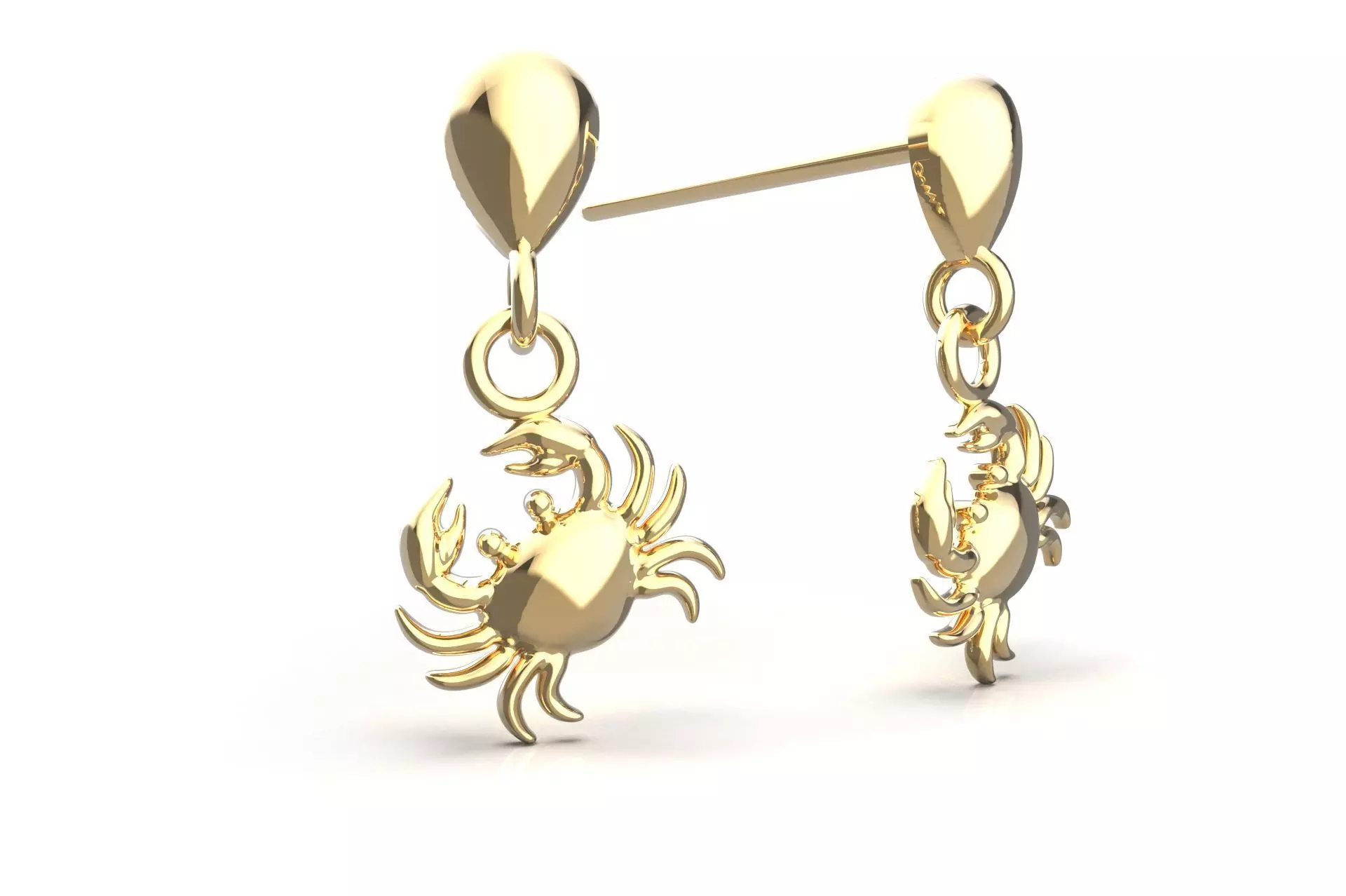 Oceanic Animal Stud and Dangling Earring Pack - Crab 3D print model_7
