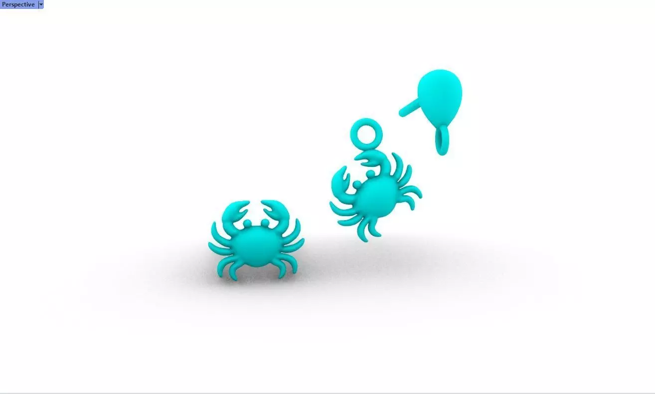 Oceanic Animal Stud and Dangling Earring Pack - Crab 3D print model_25