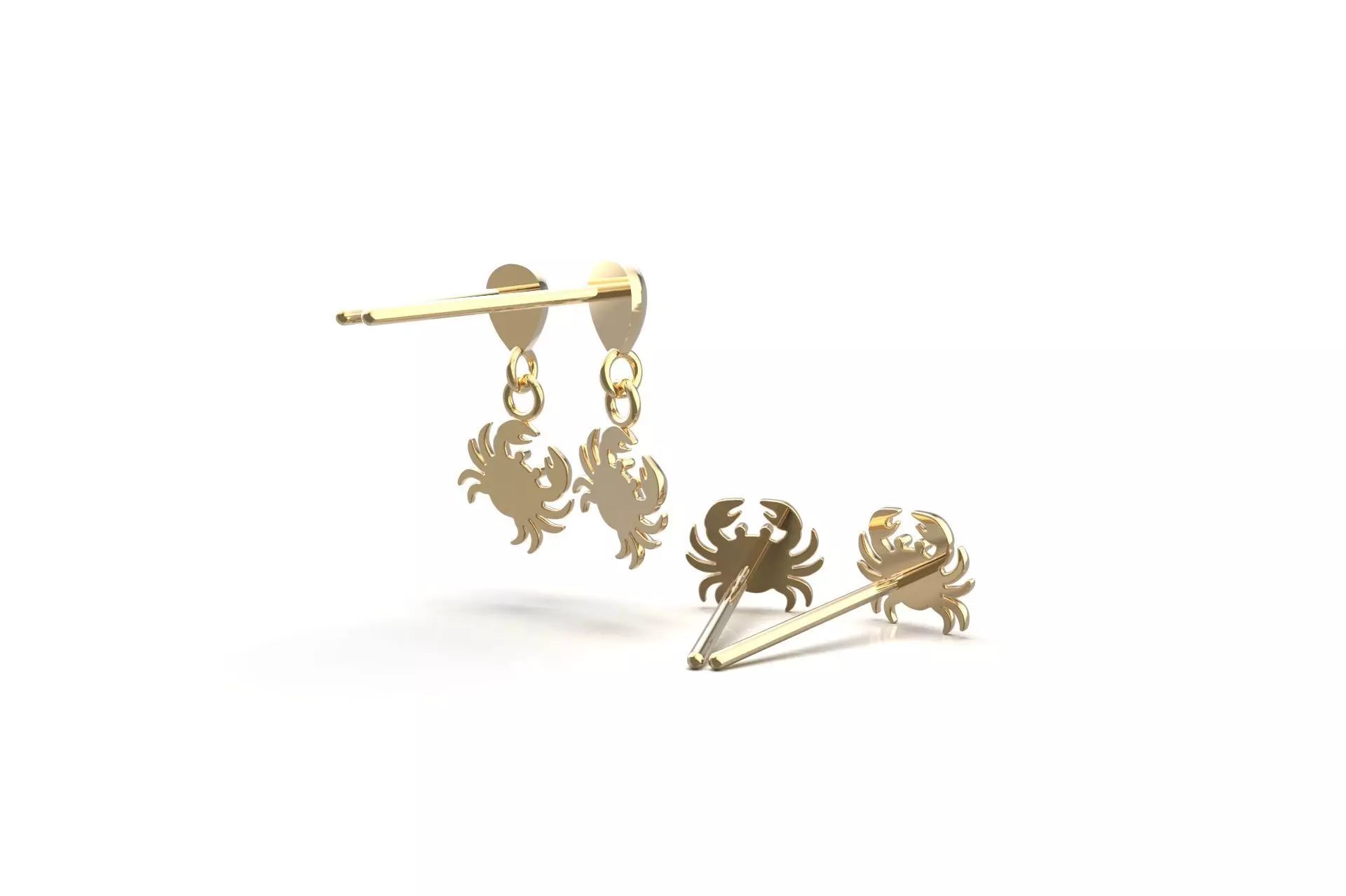Oceanic Animal Stud and Dangling Earring Pack - Crab 3D print model_8