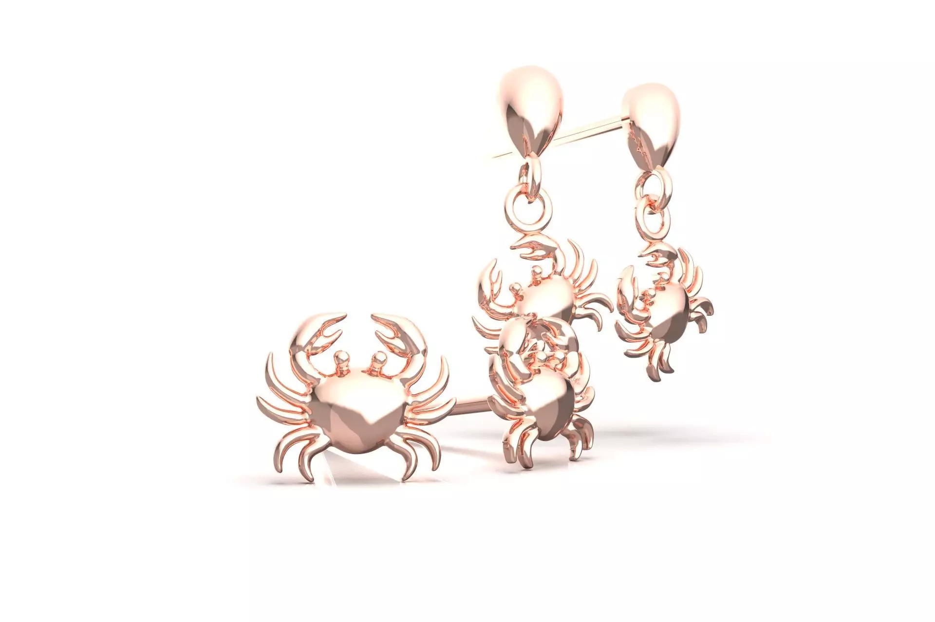 Oceanic Animal Stud and Dangling Earring Pack - Crab 3D print model_9
