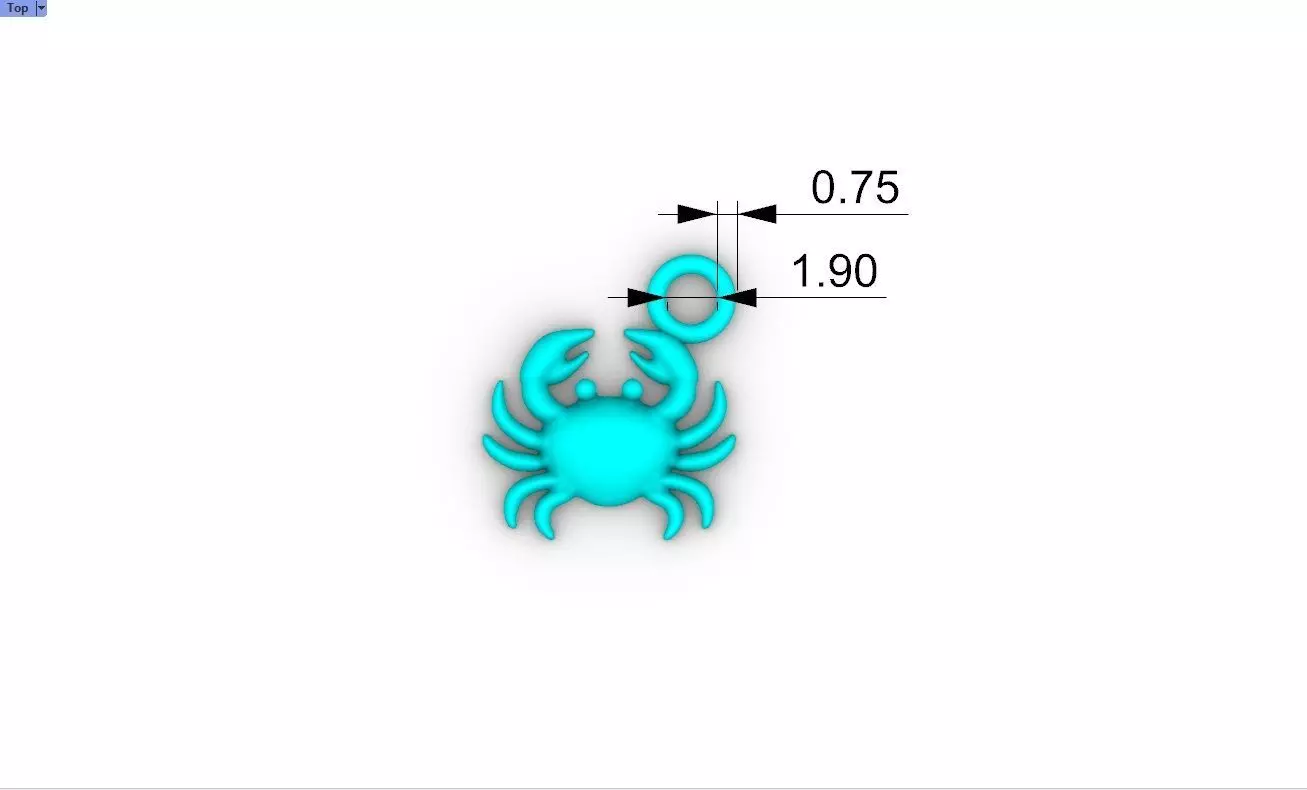 Oceanic Animal Stud and Dangling Earring Pack - Crab 3D print model_19