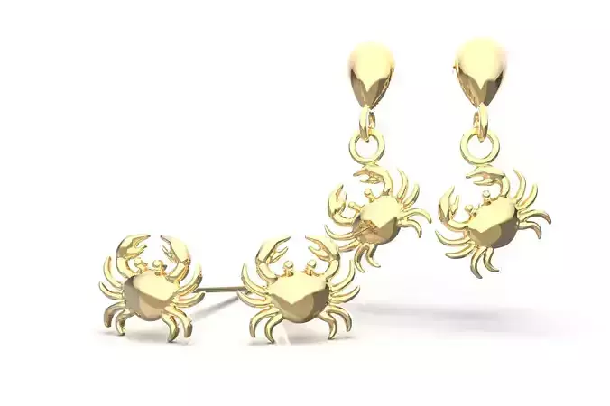 Oceanic Animal Stud and Dangling Earring Pack - Crab
