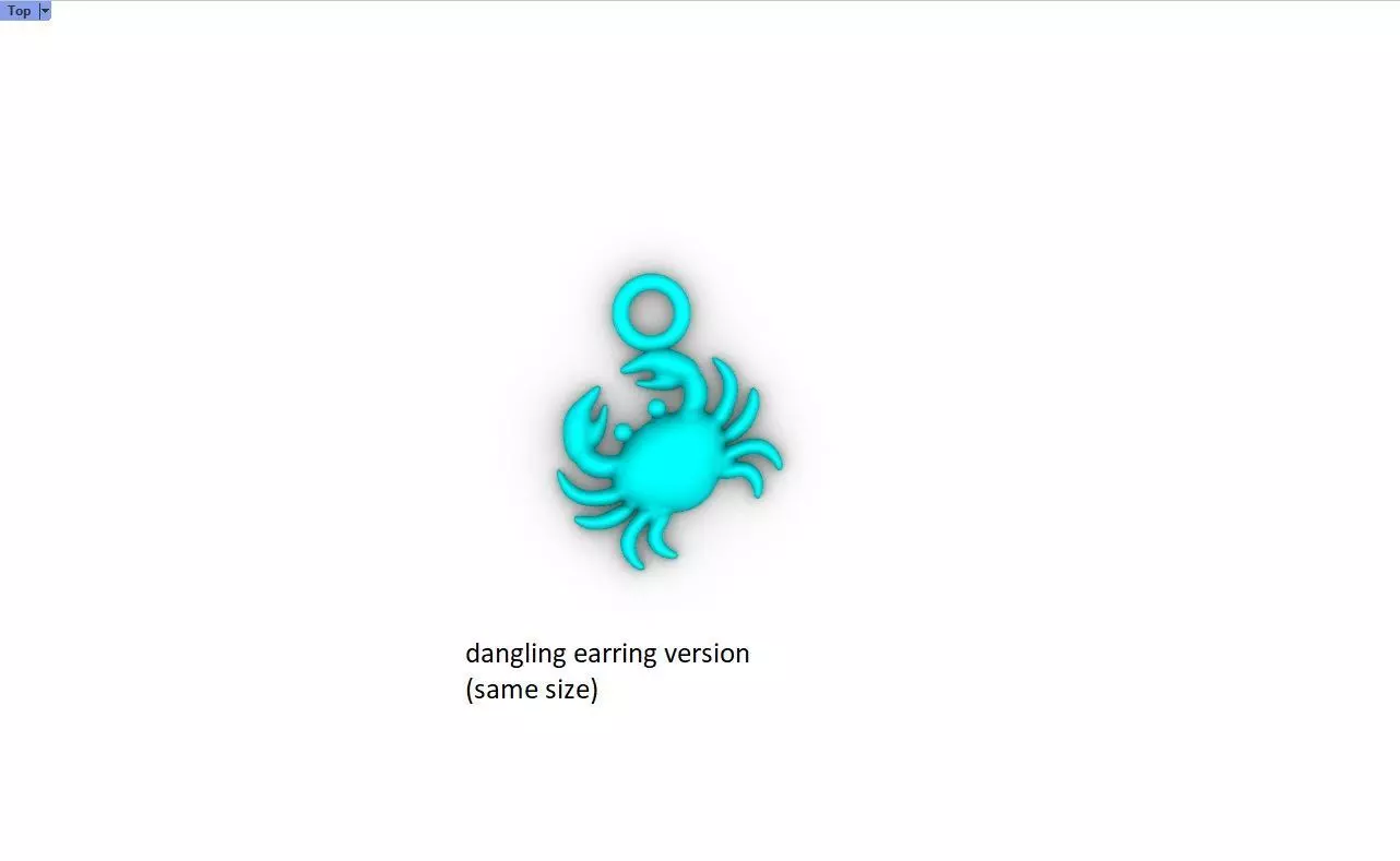 Oceanic Animal Stud and Dangling Earring Pack - Crab 3D print model_22