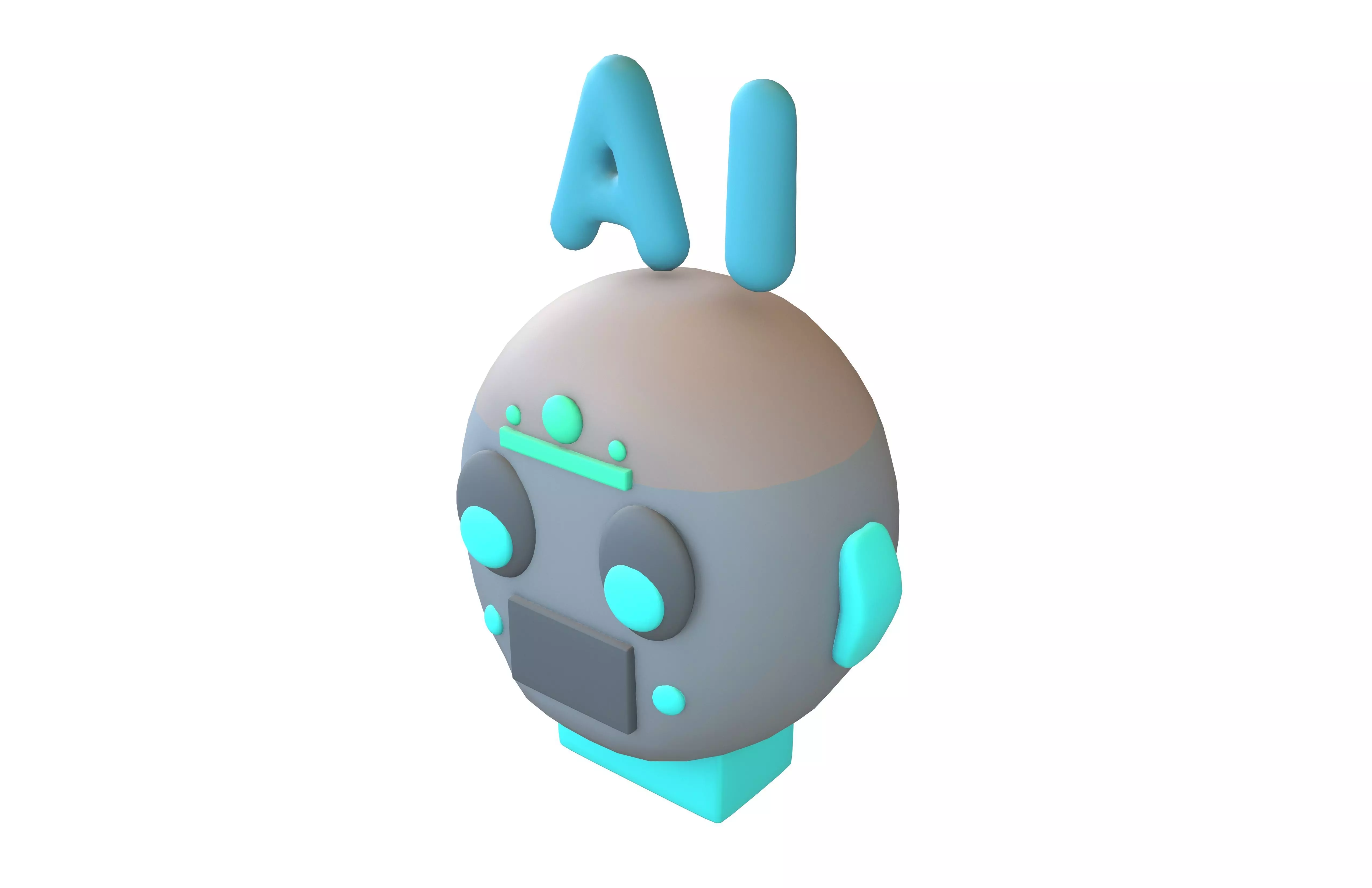 AI Robot Icon v1 002 Low-poly 3D model_2