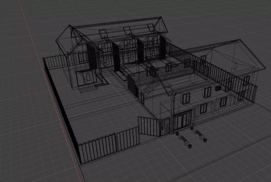 Modern Houses cottage 3D model_6