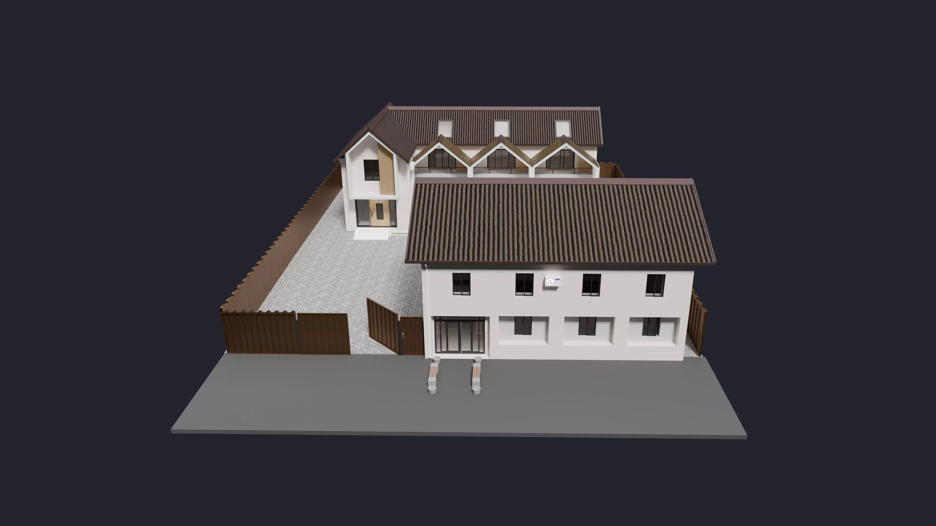 Modern Houses cottage 3D model_4