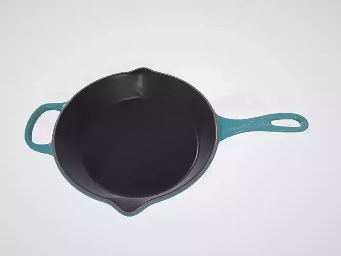 Deep Teal Round Skillet Pan Low-poly 3D model