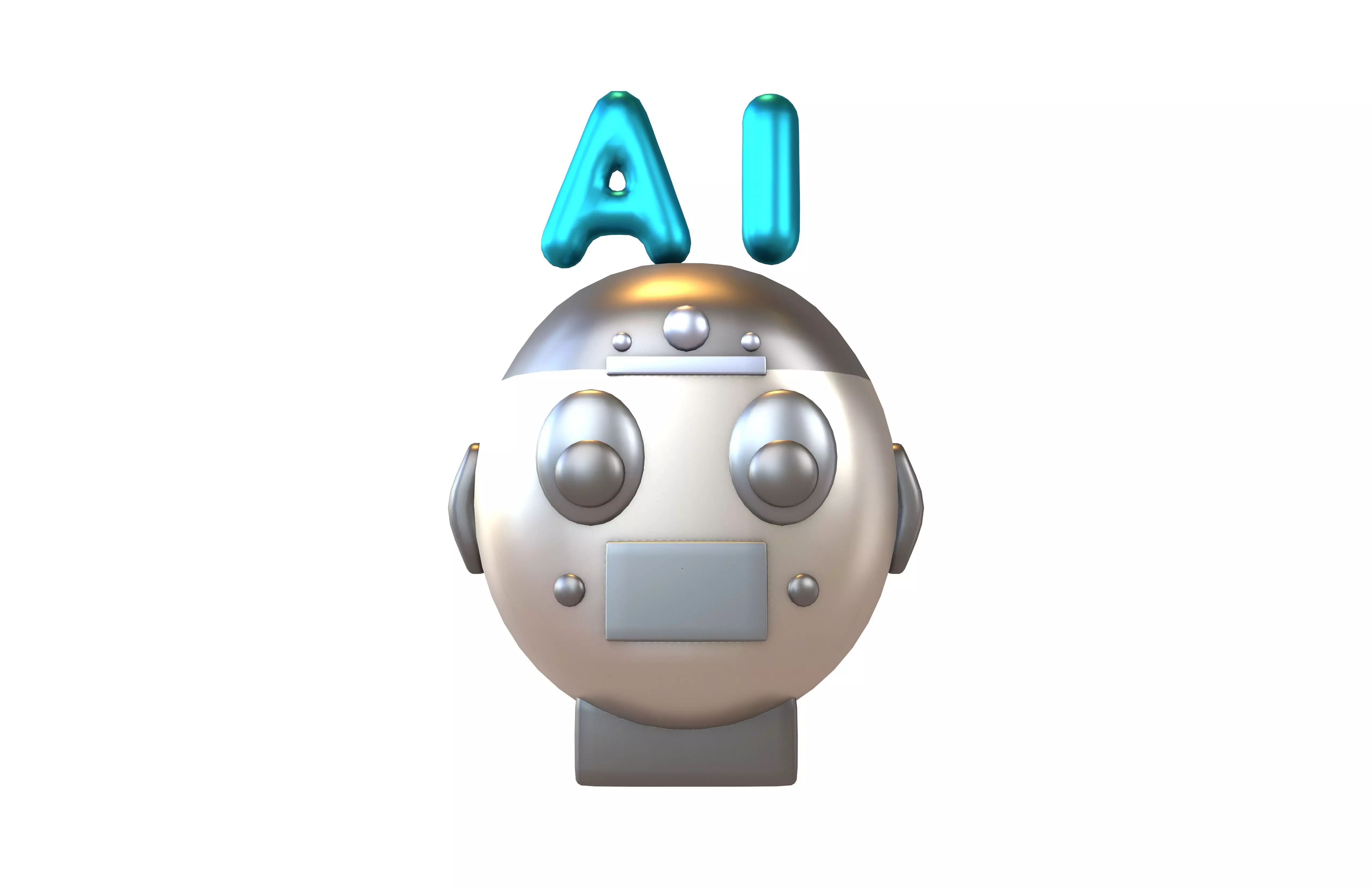 AI Robot Icon v1 004 Low-poly 3D model_2