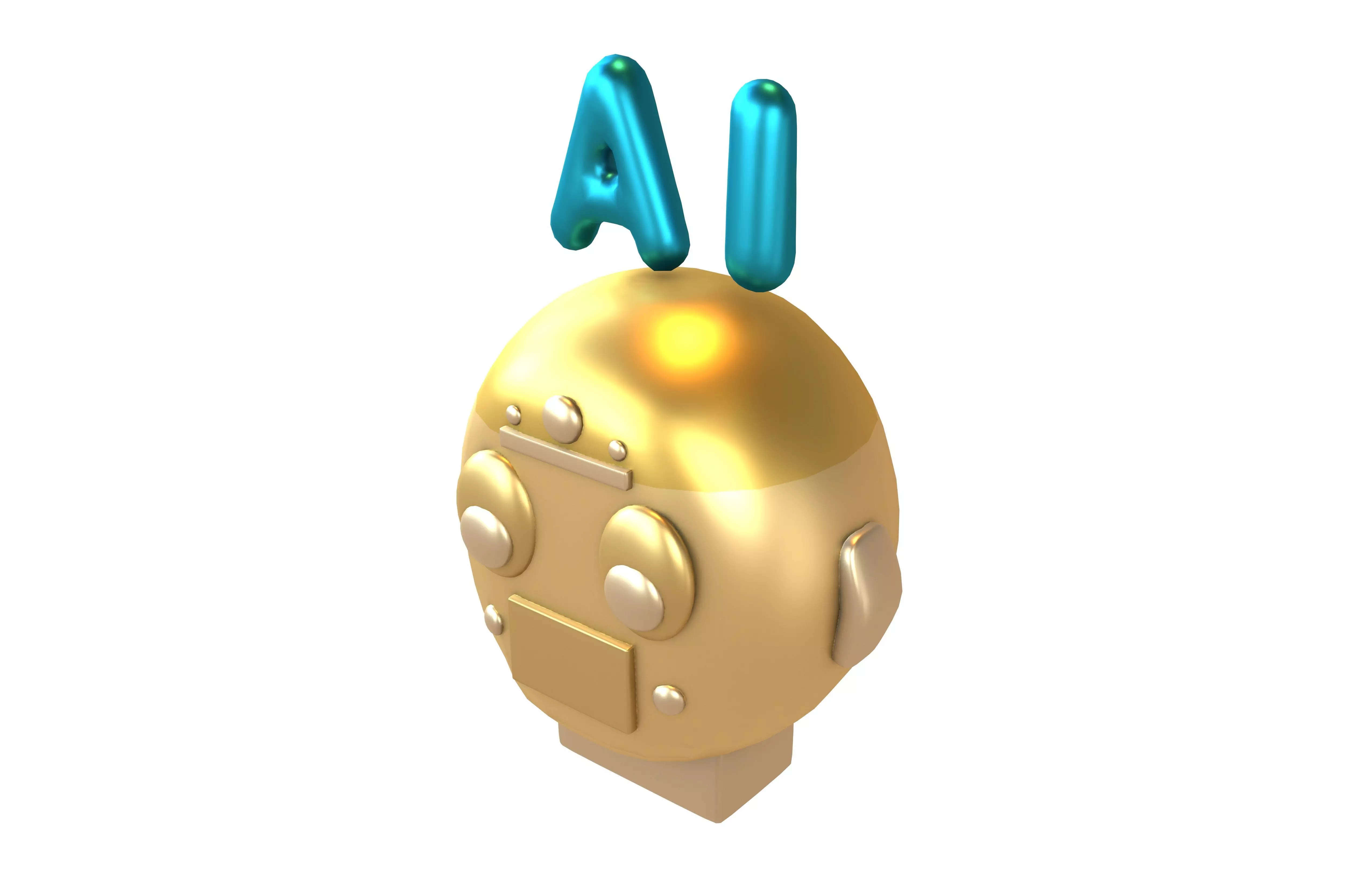AI Robot Icon v1 005 Low-poly 3D model_2