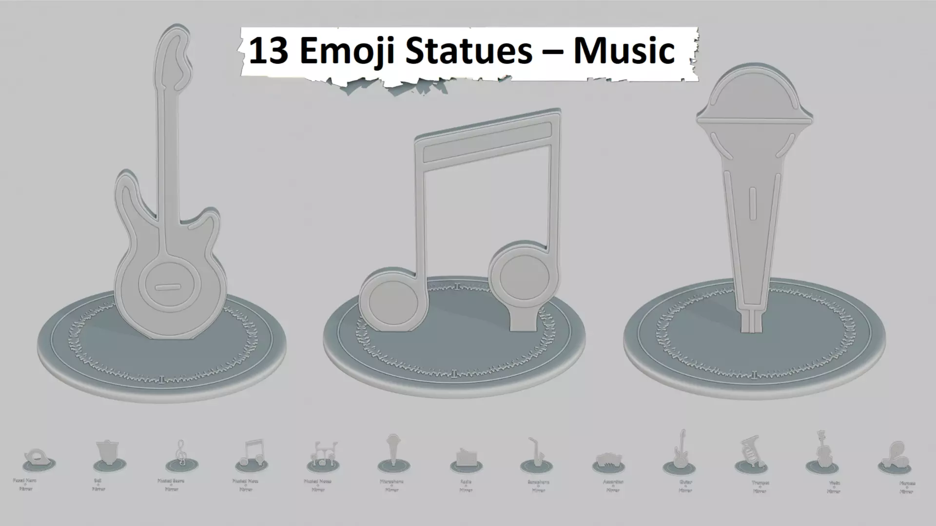 Emoji Statues Music Collection 3D print model