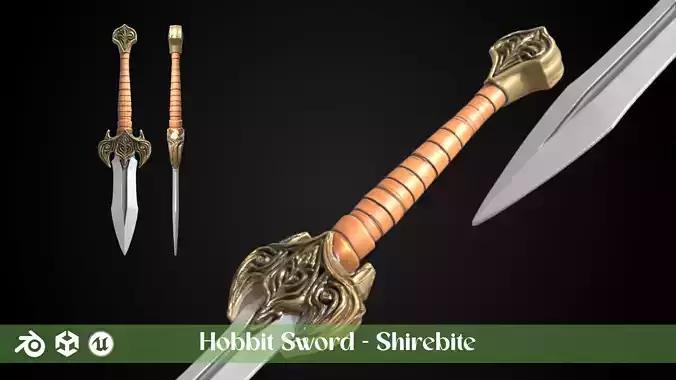 Stylized Hobbit Sword - Shirebite - Game Ready