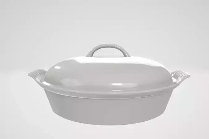 Le Creuset Stoneware Heritage Covered Oval Casserole Cerise Low-poly 3D model