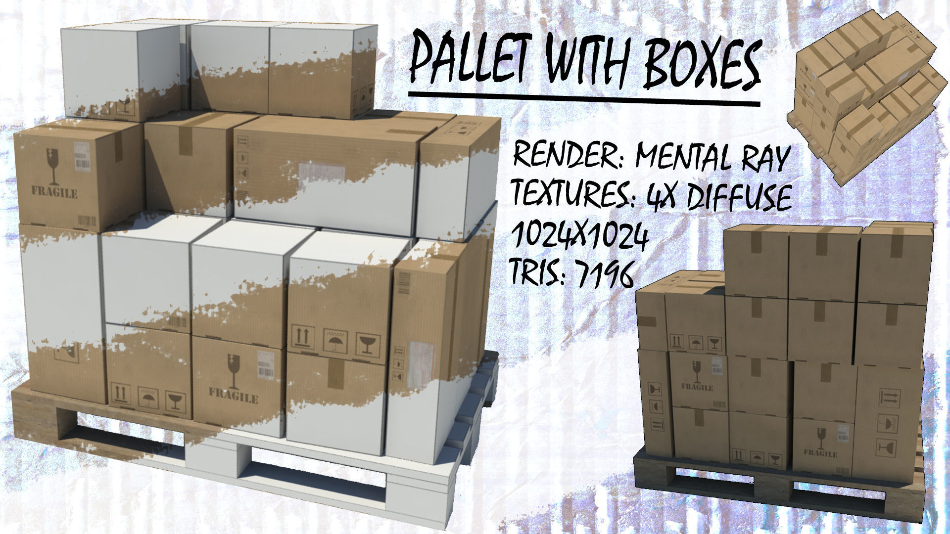 Pallet with Boxes Low poly Low-poly 3D model_2
