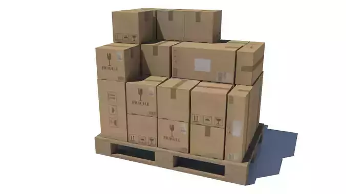 Pallet with Boxes Low poly Low-poly 3D model