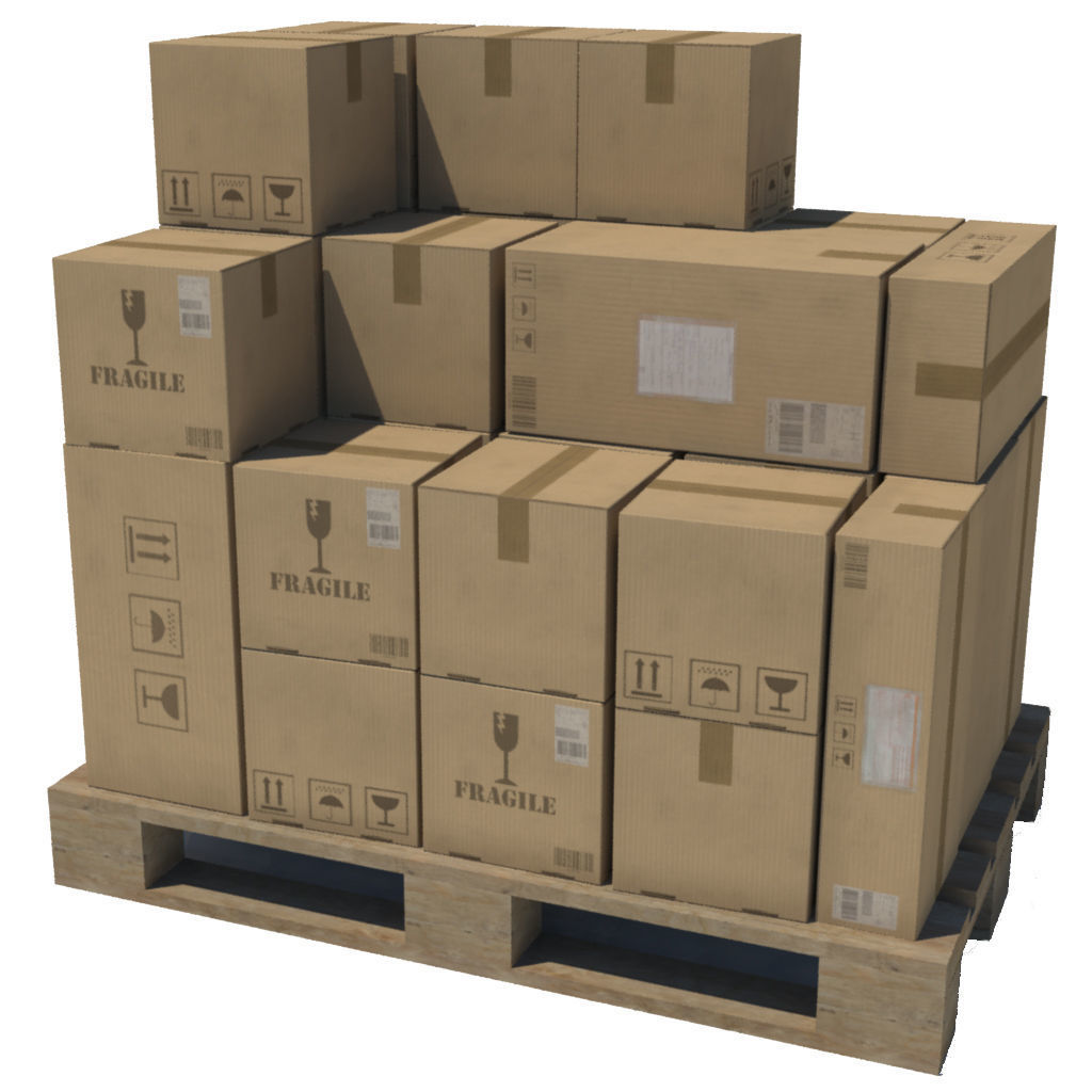 Pallet with Boxes Low poly Low-poly 3D model_1