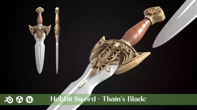 Stylized Hobbit Sword - Thains Blade - Game Ready