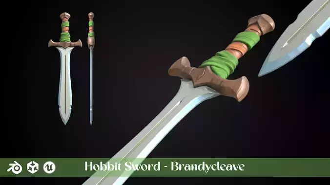 Stylized Hobbit Sword - Brandycleave - Game Ready